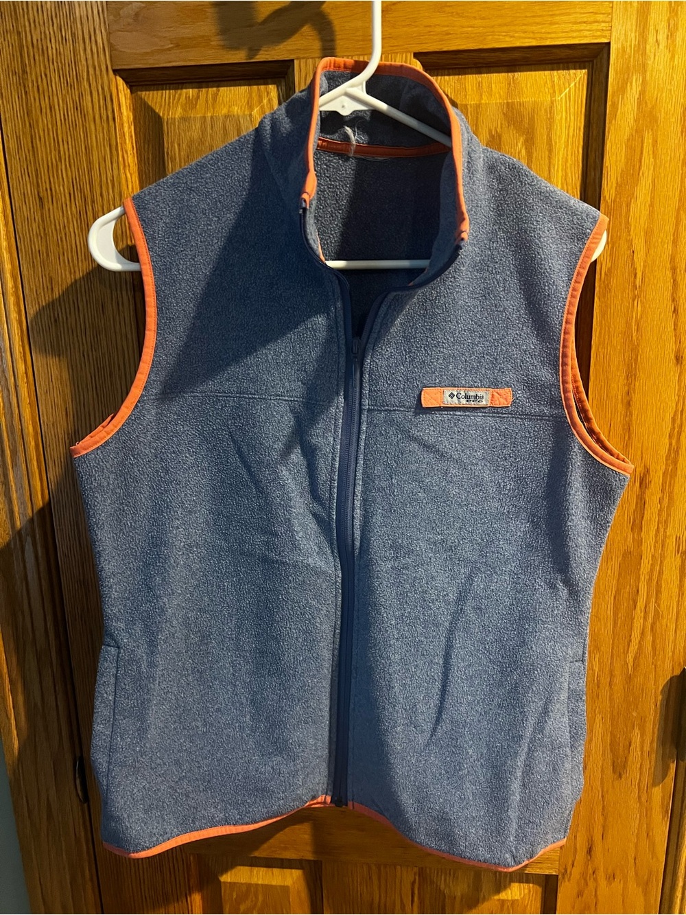 Columbia Navy Fleece Vest with Orange Trim